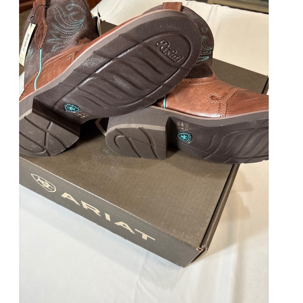 Ariat Fatbaby Original Western Boots Brown Turquoise Leather Suede 10000832 9.5B - Picture 5 of 6